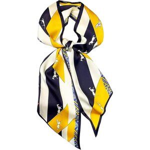 Women's blue and White Pony Fashion Purse Scarf For Handbags Silky Bag Scarfs